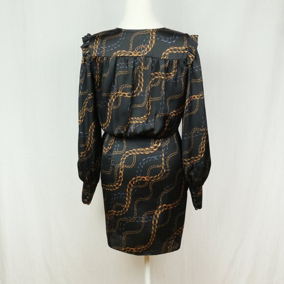 L'Academie Joyce Mini Dress Chain Print Black Size XS  Fashionable Party Look - Picture 9 of 12